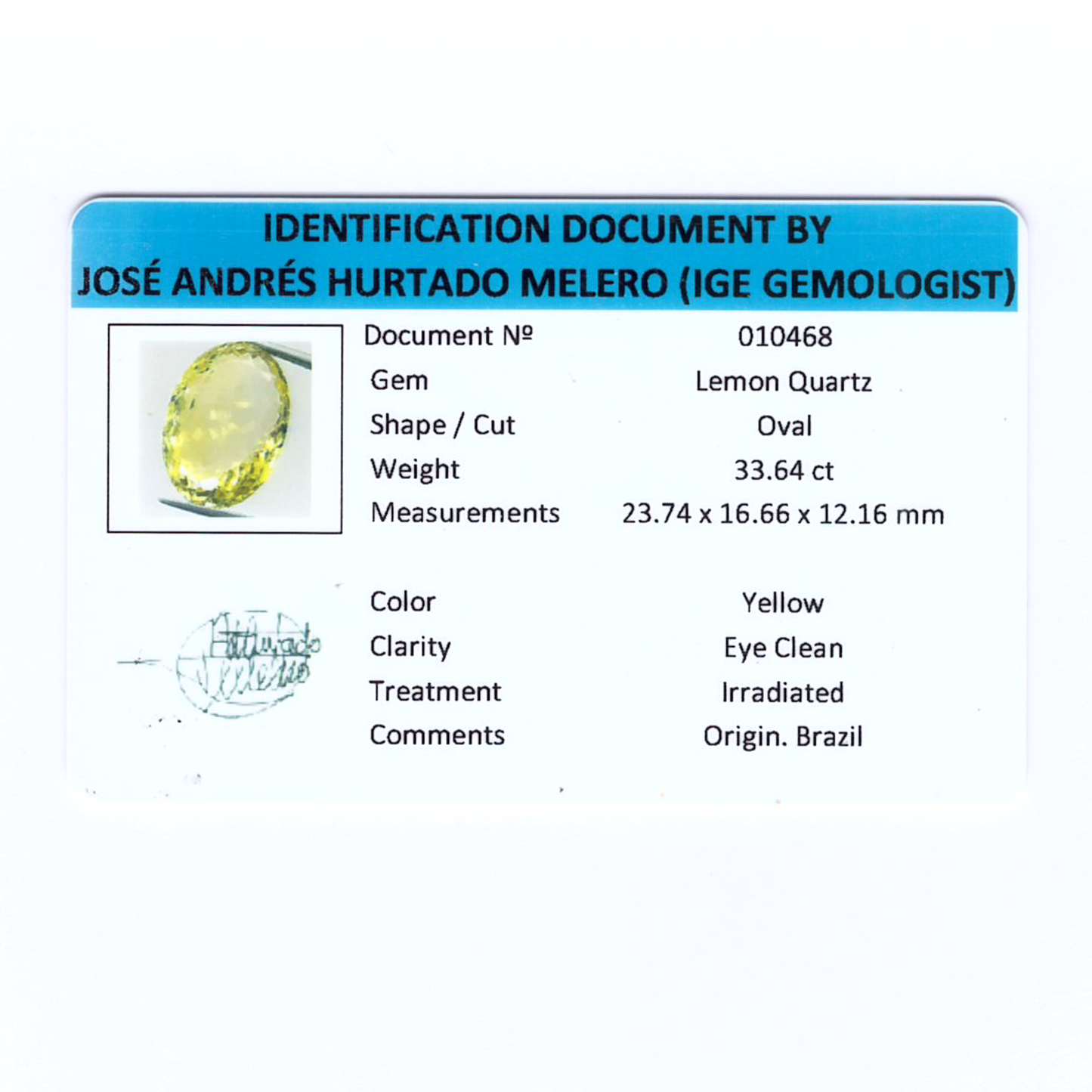 LEMON QUARTZ 33,64ct