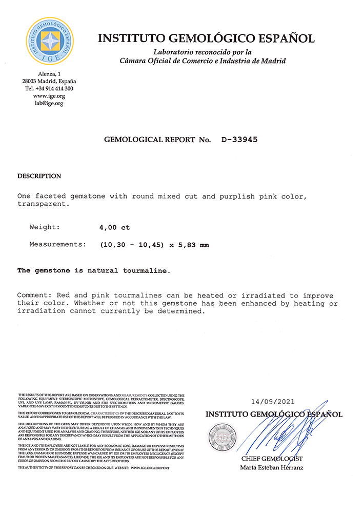 TURMALINA RUBELITA 4ct