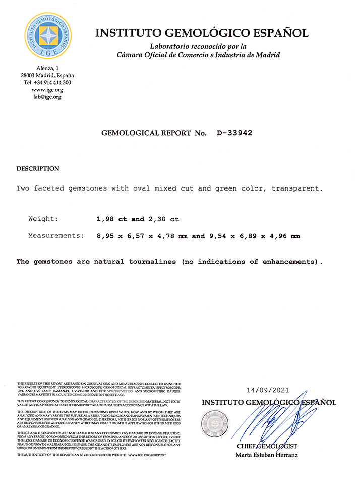 LOTE 2 UD. TURMALINA NATURAL 1,98ct / 2,30ct